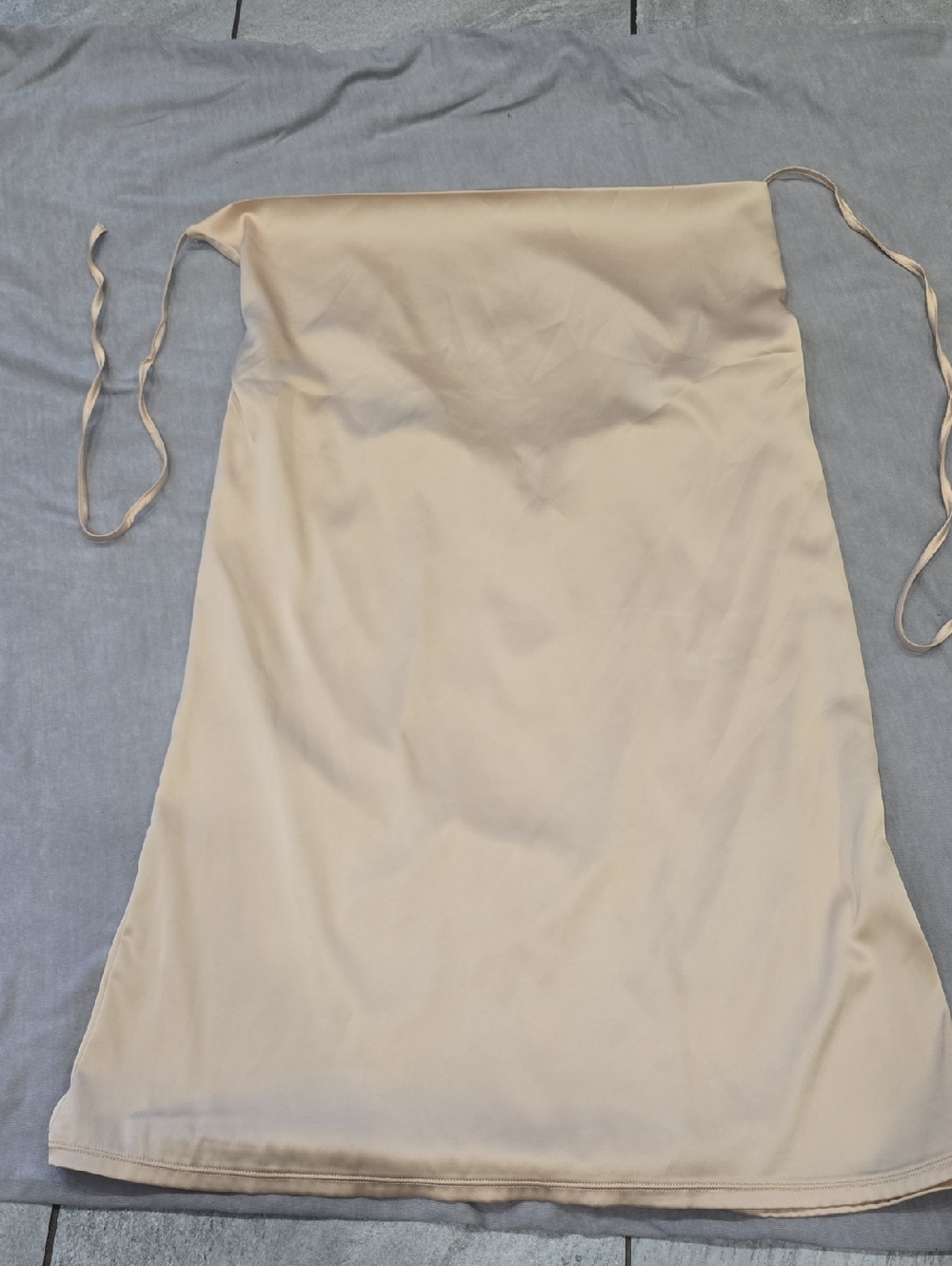Anthropologie Nude Satin Tie-Shoulder Slip